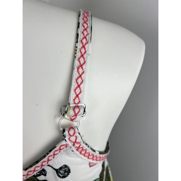 Miken Swim Tropical Floral Tiered Pom Pom Swim Beach Coverup Small - Picture 5 of 8